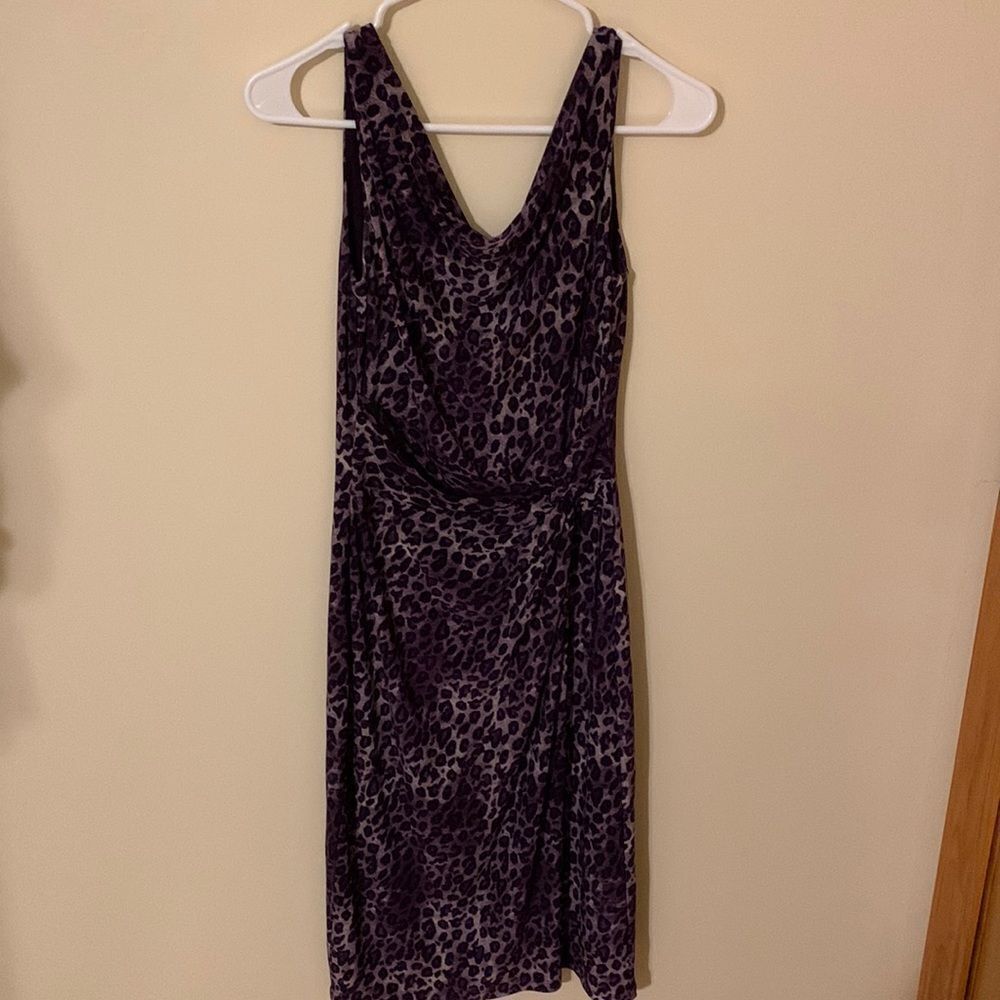 Lauren Ralph Lauren purple leopard print dress cinched waist size 4